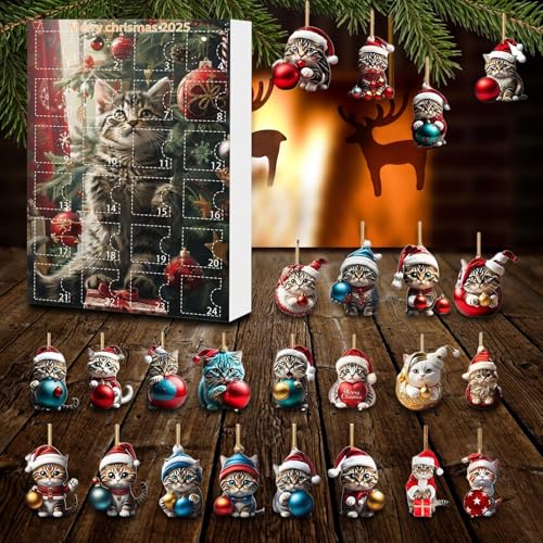 Katzenschmuck Weihnachtsfest -Advent 2025, 2D Acryl Katzen-Hängeanhänger, 24 Tage Weihnachten Countdown -Kalender Mit Niedlichen Katzenpuppenspielzeug Für Katzenliebhaber Katzenschmuck Weihnachtsfest -Advent 2025, 2D Acryl Katzen-Hängeanhänger, 24 Tage Weihnachten Countdown -Kalender Mit Niedlichen Katzenpuppenspielzeug Für Katzenliebhaber von Woalopted