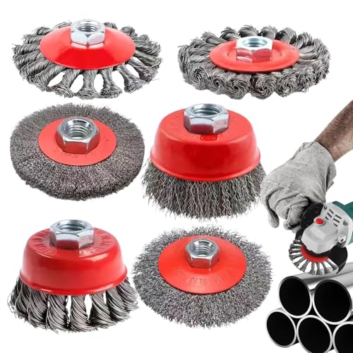 Woalopted Drahtbürste Für Winkelschleifer, 6-tlg Bürstenrad-Set Zur Politur, M14 Winkelschleifer Zubehör Für Metallbearbeitung Holzarbeit Kfz-Reparatur Schweißnahtreinigung Rostentfernung Woalopted Drahtbürste Für Winkelschleifer, 6-tlg Bürstenrad-Set Zur Politur, M14 Winkelschleifer Zubehör Für Metallbearbeitung Holzarbeit Kfz-Reparatur Schweißnahtreinigung Rostentfernung von Woalopted