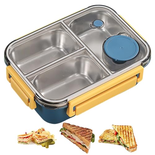 Woalopted Edelstahl Brotdose lunch-box Mit 3 Fächern, Kinder-Brotdose Aus Edelstahl, Auslaufsicherer Lunchbehälter, Tragbare Lunchbehälter Mit Großem Fassungsvermögen Für Kinder Und Erwachsene Woalopted Edelstahl Brotdose lunch-box Mit 3 Fächern, Kinder-Brotdose Aus Edelstahl, Auslaufsicherer Lunchbehälter, Tragbare Lunchbehälter Mit Großem Fassungsvermögen Für Kinder Und Erwachsene von Woalopted