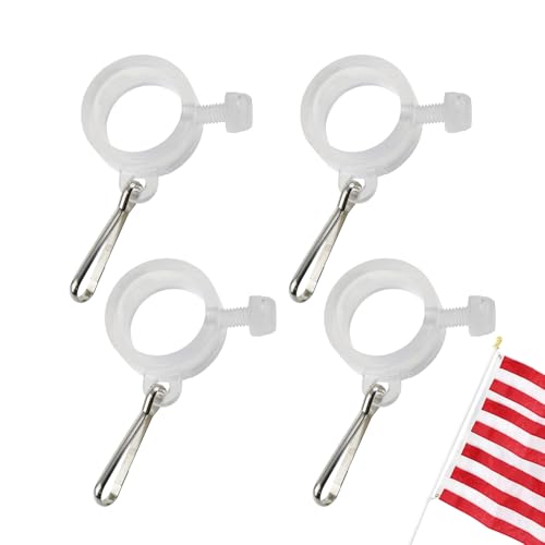 Woalopted Flag Pole Rings, 4 Stücke Outdoor Flaggenhalter Clips, Transparente Fahnenmast Halterung Für Gedenktag Paraden Feststraße Patrioten Veteranen Geschäftsinhaber von Woalopted