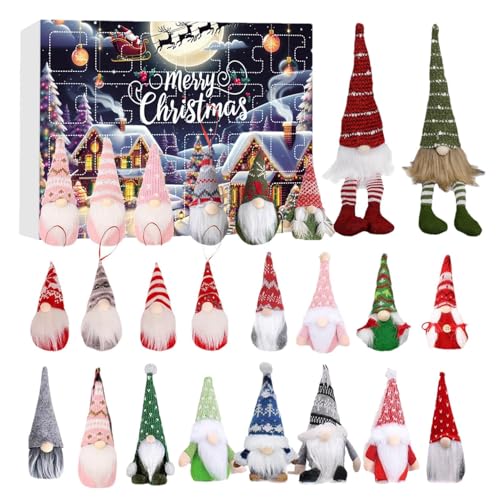 Woalopted Gartenzwerg Countdown | Weihnachtsdekoration Adventskalender 24 Tage | Tischdekoration Weihnachtszwerg Deko | Geschenk Für Mädchen Jugendliche Erwachsene von Woalopted