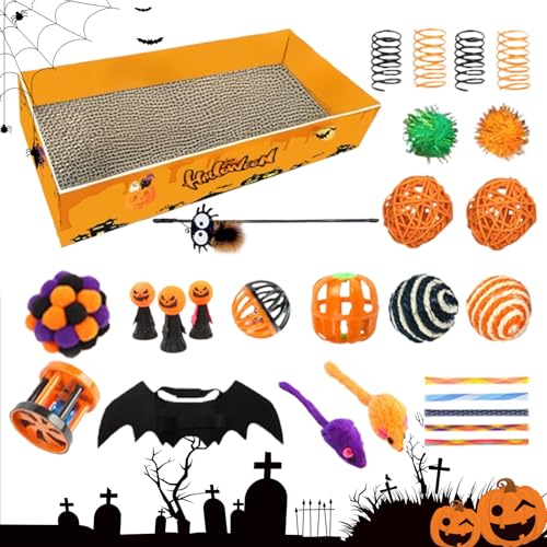 Woalopted Halloween Katzen Spielzeug Interaktiv - Spielzeug-Set Mit Trittspielzeug Für Haustiere,Katzenspielzubehör Für Wohnzimmer Zuhause Garten Terrasse von Woalopted