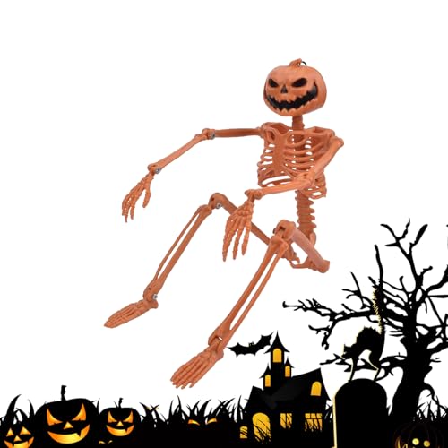 Woalopted Halloween Skelett,Ganzkörper-Skelettdekoration für Halloween - 90 cm Kürbiskopf Realistische Menschliche Knochen Deko für Wohnheim Garten Haus Gruselhaus Woalopted Halloween Skelett,Ganzkörper-Skelettdekoration für Halloween - 90 cm Kürbiskopf Realistische Menschliche Knochen Deko für Wohnheim Garten Haus Gruselhaus von Woalopted