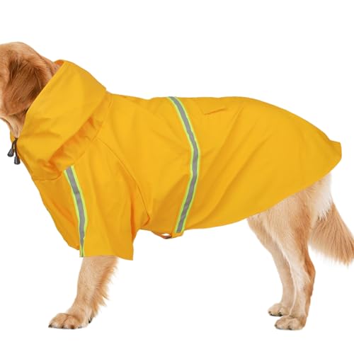 Woalopted Regenponcho für Hunde, Regenjacke für Hunde | Leicht tragbare Haustier-Regenjacke - Verstellbarer Haustier-Mantelponcho mit Kapuze und reflektierendem Streifen, gut sichtbare, atmungsaktive von Woalopted