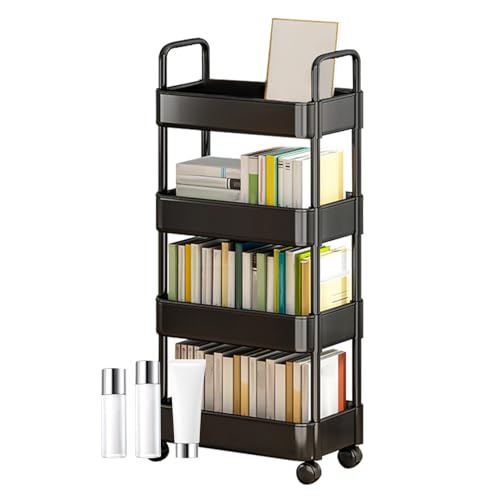 Woalopted Rollwagen mit Rädern,Rollwagen,Mobiler Mehrzweckwagen | 3/4-stufiger Mehrzweck-Aufbewahrungswagen mit Griff und Rädern, multifunktionaler Aufbewahrungs-Organizer-Wagen für Küche, Wohnzimmer, Woalopted Rollwagen mit Rädern,Rollwagen,Mobiler Mehrzweckwagen | 3/4-stufiger Mehrzweck-Aufbewahrungswagen mit Griff und Rädern, multifunktionaler Aufbewahrungs-Organizer-Wagen für Küche, Wohnzimmer, von Woalopted