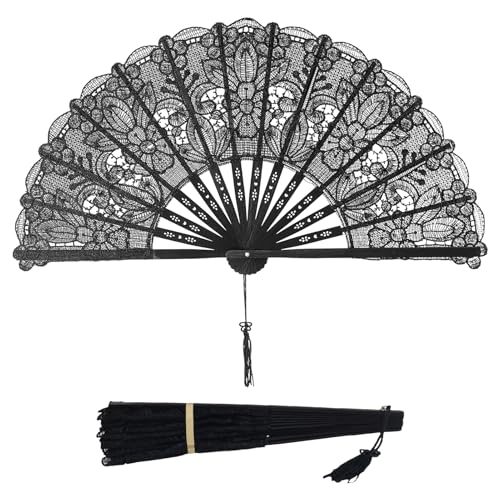 Woalopted Spitze Handfächer, Halloween Klappfächer Handlich, Cosplay Tanz Accessoires Geschenk Frauen Mädchen Woalopted Spitze Handfächer, Halloween Klappfächer Handlich, Cosplay Tanz Accessoires Geschenk Frauen Mädchen von Woalopted