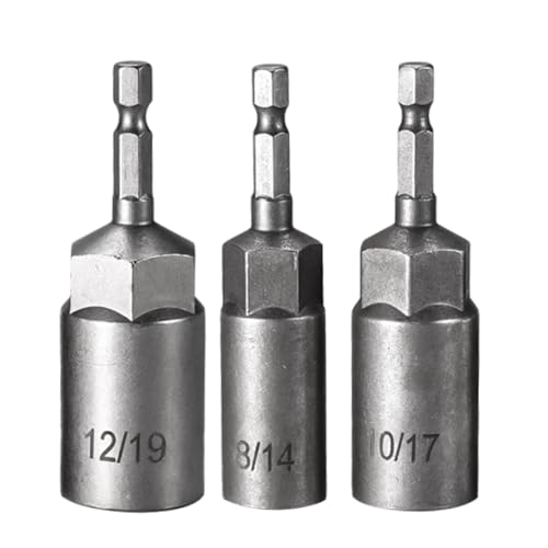 Woalopted Stecknüsse-Set für Sechskant-Bits - Aussensechskant-Steckschlüssel-Set für Bohrmaschine - Hochfeste Werkzeugausstattung für Kfz- und Maschinenmontage Wartung Instandsetzung von Woalopted