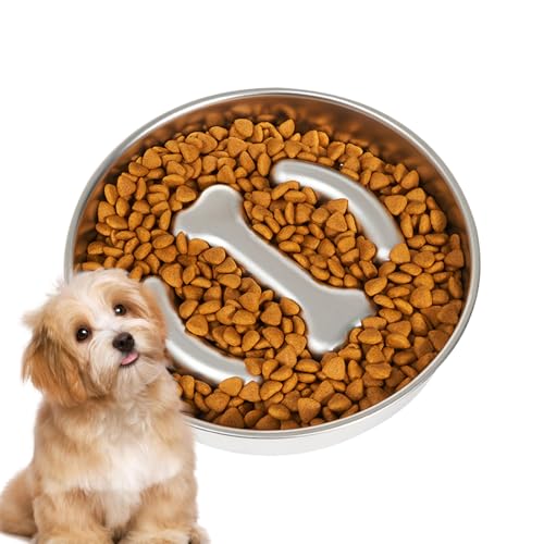 Woalopted Verlangsamer Futternapf Für Hunde - Hunde Napf Mit Labyrinth-Design Aus Edelstahl | Kippsichere Schüssel Mit Rutschfester Basis Für Große Und Mittlere Hunderassen Zur Gesundes Fressen von Woalopted