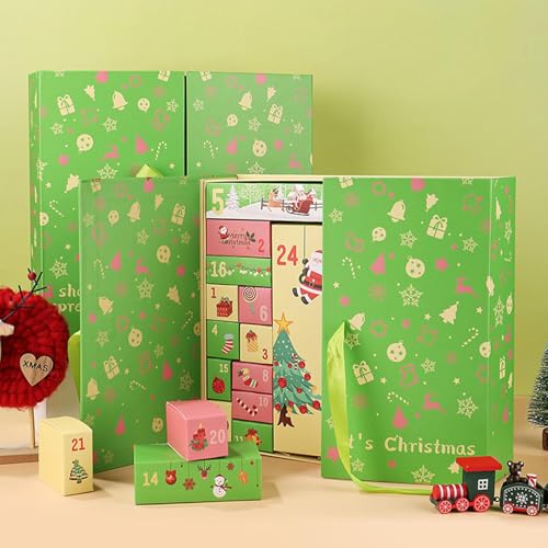 Woalopted Weihnachts-Adventsbox | 24-Tägige 2025 Faltbare Weihnachtsbox Leer Für Erwachsene | Handgemachter Deko-Kasten Für Esstisch Schreibtisch Party Fensterbank | Geburtstag Halloween von Woalopted