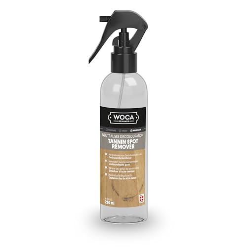 WOCA Denmark Tannin Fleckenentferner - Entfernt schwarze Flecken und Ringe auf Holzmöbeln, Holzschränken, Holzböden und Holzarbeiten - 0.25L Spray von WOCA