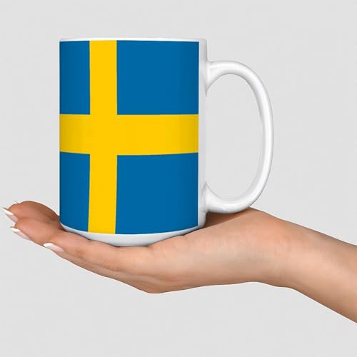 Lustige Tasse Schweden Kaffee Tee Tassen Länderflagge patriotische Ermutigung Keramikbecher Mock Up Geschenke für Papa Tochter Lehrer Ehepaare 425 ml Weiß von Wodevor