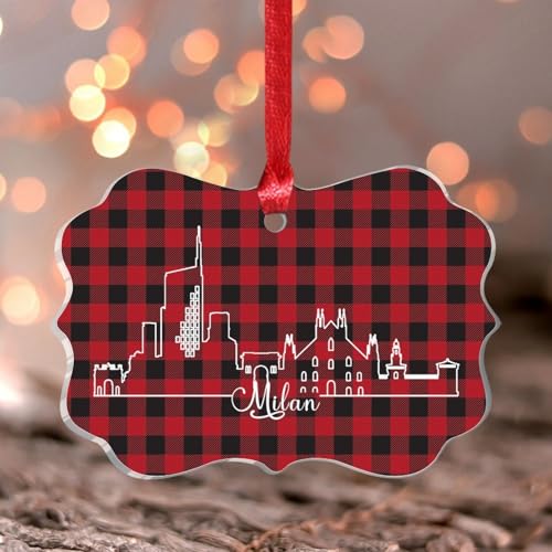 Weihnachtsschmuck 2024 Italien Mailand Acryl Weihnachtsbaum Ornament Staatsform Staatskarte Souvenir Stadtansicht Malerei Stadtbild Andenken Sammlerstück Geschenk Baumschmuck Strumpf Namensschild von Wodevor