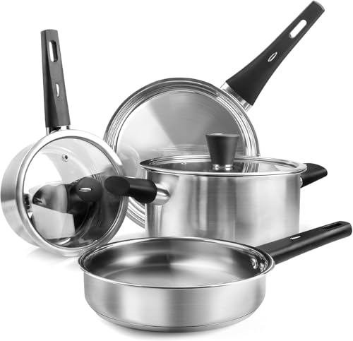 Topfset 6-Teilig Kochtopfset Töpfe Kochtopf Kochset Edelstahl Set Mit Deckel von Wodillo