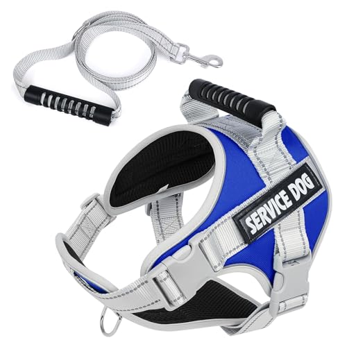 Hundegeschirr Mit Klettverschluss,Anti Zug Atmungsaktiv Brustgeschirr No Pull Sicherheitsgeschirr Reflektierend Dog Harness Einstellbar Weich für Große/Kleine Hunde(Gitter,XL) von Wodondog