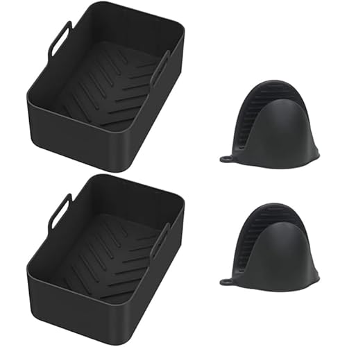 Air Fryer Pads Silikon Air Fryer Tray Rechteckige Luftfritteuse Sch?ssel mit Handclips Silikonmaterial f?r DZ201 Air Fryer Silikon Air Fryer Tray Silikon Air Fryer Tray Rechteckiges Silikon Luftfritteuse von Woedpez