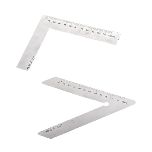 Ergonomischer Edelstahl Winkelfinder Lineal Messwerkzeug 45° 90° Option mit klaren Ziffern Verbesserung der Sichtbarkeit Edelstahl Winkelschablonen-Set von Woedpez