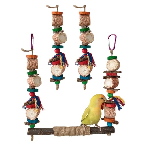 Lovebirds Papageien Käfig Sitzstange Ständer Brücke Schaukel Kauen Klettern Holz Training Maiskolben Spielzeug für Vogel Set Vogelschaukel Natur von Woedpez