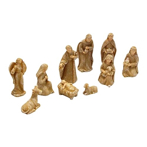 Woedpez 10Pcs Familie Figur Krippe Statue Harz Krippe Segen Statue Skulpturen Harz Figur Krippe Krippe Kinder Figuren von Woedpez