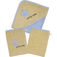 Wörner Handtuch Set "Little Star Kapuzenbadetuch mit 2 Waschhandschuhen", (Spar-Set, 3 St., Badetuch 80 x 80 cm-2x Waschhandschuh 15 x 21), mit Stickerei Stern mit Schriftzug von Wörner