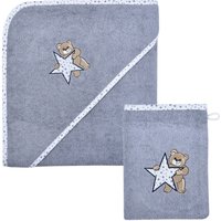 Wörner Handtuch Set "Teddy/Stern Kapuzenbadetuch 100/100 mit Waschhandschuh", (Spar-Set, 2 St.) von Wörner