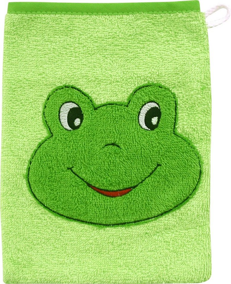 Wörner Waschhandschuh Kinder-Waschhandschuh "Frosch", Walk-Frottier Uni von Wörner