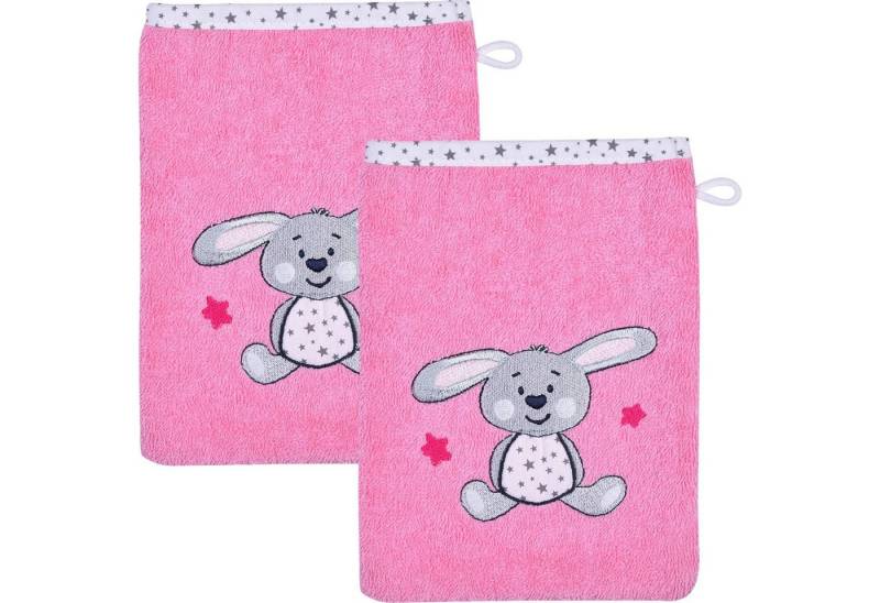 Wörner Waschhandschuh Kinder-Waschhandschuh "Hase" 2er-Pack, (2-St), Walk-Frottier Uni von Wörner