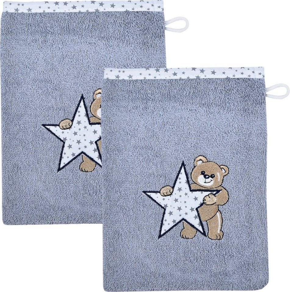 Wörner Waschhandschuh Kinder-Waschhandschuh "Stern" 2er-Pack, (2-St), Walk-Frottier Uni von Wörner