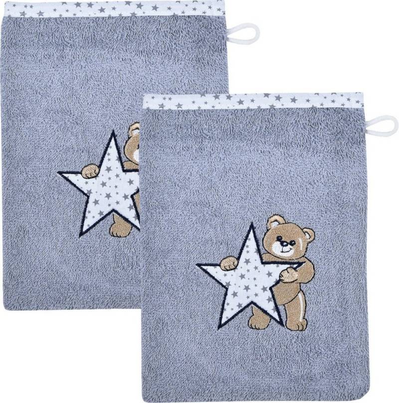 Wörner Waschhandschuh Kinder-Waschhandschuh "Stern" 2er-Pack, (2-St), Walk-Frottier Uni von Wörner