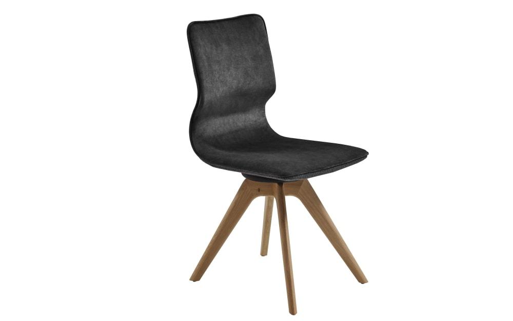 Stuhl WM 2140, dark grey / Wildeiche soft gebürstet massiv von Wöstmann