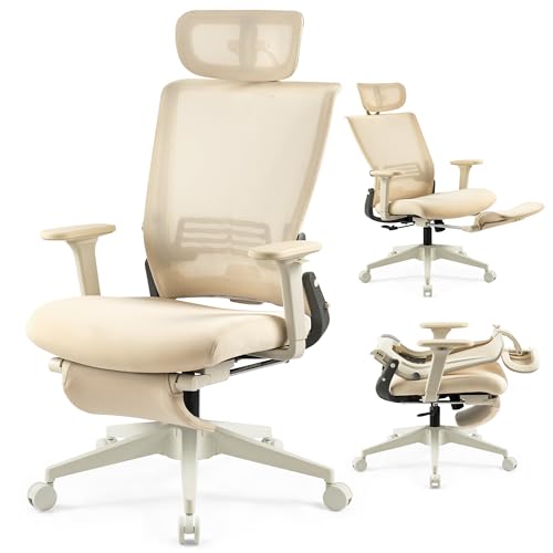 Klappbar Bürostuhl mit Fußstütze, Ergonomisch Schreibtischstuhl mit Verstellbaren Lendenwirbelstütze, Kopfstütze, Home Office Chefsessel Mesh Stuhl 150 kg für platzsparendes Arbeiten von zu Hause aus Klappbar Bürostuhl mit Fußstütze, Ergonomisch Schreibtischstuhl mit Verstellbaren Lendenwirbelstütze, Kopfstütze, Home Office Chefsessel Mesh Stuhl 150 kg für platzsparendes Arbeiten von zu Hause aus von Wofbing
