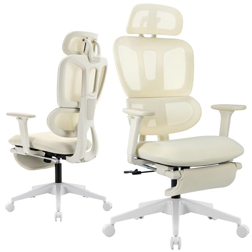 Wofbing Bürostuhl Ergonomisch mit Fußstütze-Hochlehner Schreibtischstuhl mit Doppeltem Rücken, Kopflehne, Klappbare Armlehnen, Netzstuhl Chefsessel Computerstuhl Wofbing Bürostuhl Ergonomisch mit Fußstütze-Hochlehner Schreibtischstuhl mit Doppeltem Rücken, Kopflehne, Klappbare Armlehnen, Netzstuhl Chefsessel Computerstuhl von Wofbing