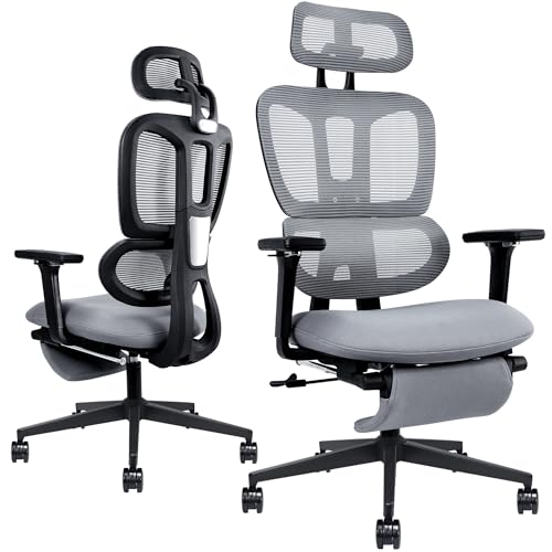 Wofbing Bürostuhl Ergonomisch mit Fußstütze-Hochlehner Schreibtischstuhl mit Doppeltem Rücken, Kopflehne, Klappbare Armlehnen, Netzstuhl Chefsessel Computerstuhl Wofbing Bürostuhl Ergonomisch mit Fußstütze-Hochlehner Schreibtischstuhl mit Doppeltem Rücken, Kopflehne, Klappbare Armlehnen, Netzstuhl Chefsessel Computerstuhl von Wofbing