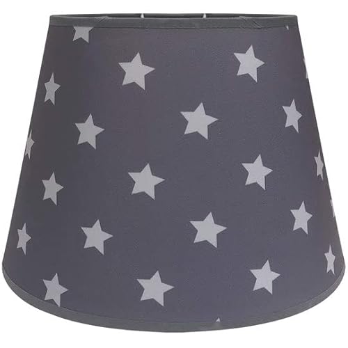 Wogati® Lampenschirm in Verschiedenen Größen & Farben | Grau Sterne/Größe: L | E27 | Baumwolle | Für Stehlampe, Hängelampe und Tischlampe von Wogati