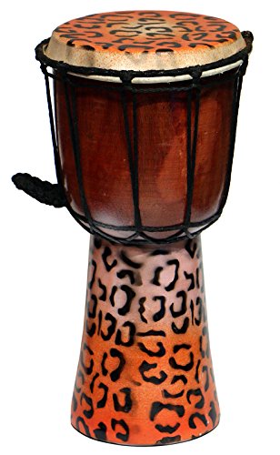 30 cm Kinder Djembe Bongo AIR BRUSH LEOPARD Dekoration Handarbeit Schnitzerei Geschenk-Idee Afrika Style Carving Trommel 19 von Wogeka