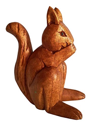 Eichhörnchen Holz Tier Figur Schnitzerei Handarbeit Dekoration Geschenk-Idee Kaninchen KTier 93 von Wogeka