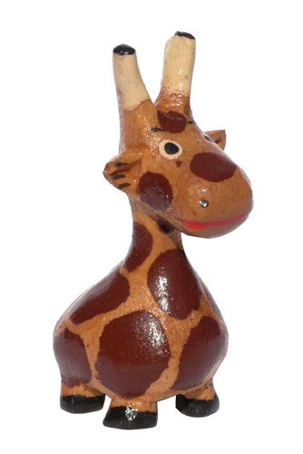 Kleine bemalte Giraffe Holz Tier Figur Dekoration Handarbeit Schnitzerei Geschenk-Idee Afrika KTier 20 von Wogeka