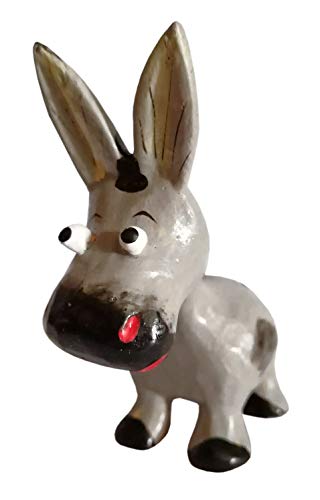 Wogeka Kleiner bunter Esel Holz Tier Holz Figur Schnitzerei Handarbeit Dekoration Geschenk-Idee KTier 88 von Wogeka