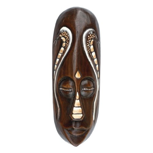 Schöne 30 cm Cobra Holz Wand Maske Deko Handarbeit Schnitzerei Kobra Afrika Art Maske11 von Wogeka
