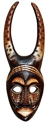 Schöne 50 cm Holz Maske Kopf Geist Ghost Afrika Mystik Handarbeit Bali Maske63 von Wogeka