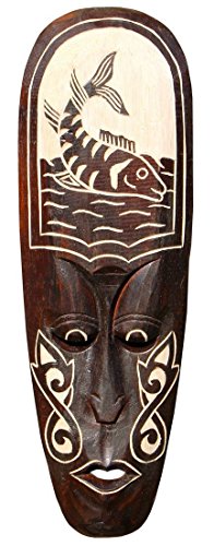 Schöne 50 cm Wand Maske Fisch Fish Tribal Maori Holz Tier Afrika Maske 82 von Wogeka