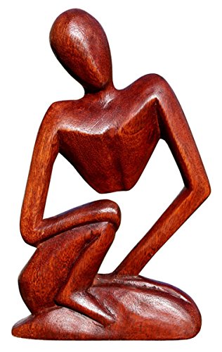 Schöne abstrakte Holz Figur Denker Deko Handarbeit Bali A20.08 von Wogeka