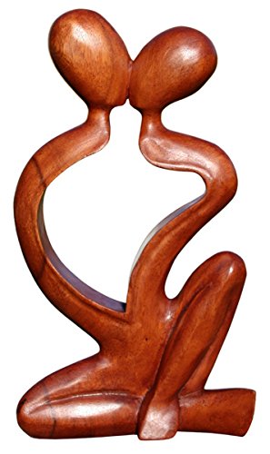 Wogeka Schöne abstrakte Holz Figur Paar Kuss Liebe Deko Handarbeit Bali A30.20 von Wogeka