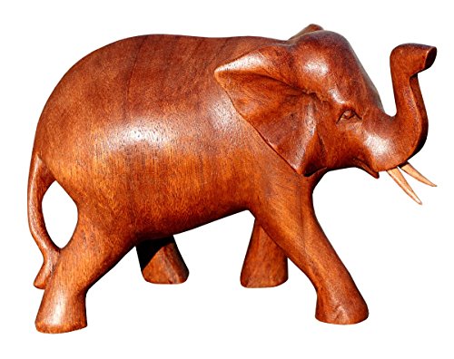 Schöner Holz Elefant Statue Deko Afrika Dekoration Handarbeit Bali Elefant 30 von Wogeka