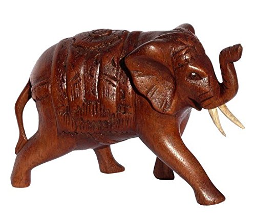 Schöner indischer Elefant Holz Handarbeit Glücks Elefant 26 von Wogeka
