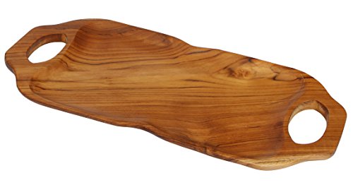 Schönes 45 cm Holz Tablett Teakholz Deko Bali Teak 10 von Wogeka