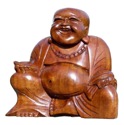 Wogeka Super schöner 15 cm lachender Buddha Happy Holz Budda Handarbeit FENG Shui Bali Buda BH15 von Wogeka