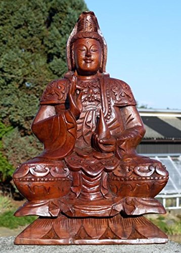 Super schöner 30 cm Dewi Kwan Medizin Buddha Meditation Holz Budda Feng Shui BDEWI30 von Wogeka