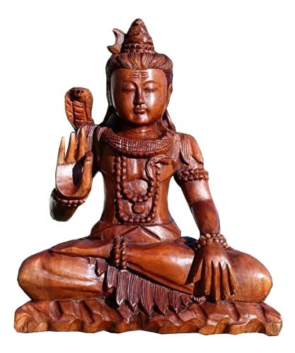 Wogeka - Super schöner 30 cm Shiva Buddha Meditation - Handarbeit aus Holz geschnitzt als besondere Geschenk-Idee für Asien-Fans zu Geburtstag, Weihnachten zur Deko Feng Shui BSHIVA30 von Wogeka