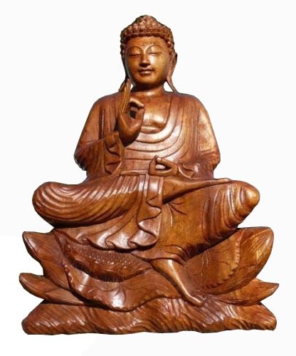 Wogeka Super schöner 40 cm Lotus Buddha Meditation Mönch Holz Budda Feng Shui BMLFU40 von Wogeka