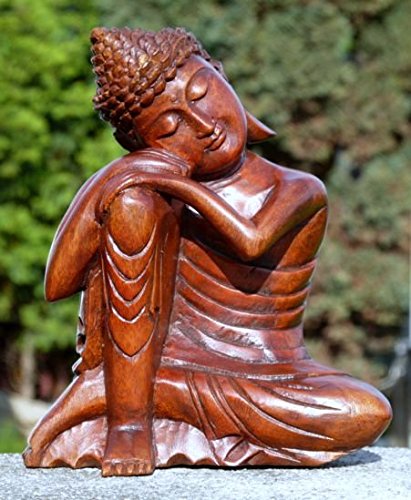 Super schöner ruhender 20 cm Buddha Meditation Holz Budda Feng Shui BMKNIEL20 von Wogeka
